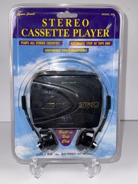 New Sealed Stereo Cassette Player W/ Headphones Lenox Sound Model 820 Vintage